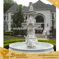 large size outdoor garden lion head and fish carved stone water fountain